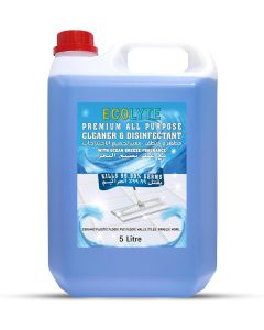 ECOLYTE+ Floor Cleaner, Premium All Purpose Cleaner Plus Disinfectant, for Hospital, Home, Office & Commercial Use for Dirt, Stains & Germs, Floor Cleaning (Ocean Breeze, 5 Liter)