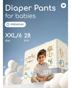 YokoSun Premium Baby Diaper Pants, Size 6 / XXL (15-23 kg), 28 pcs â€“ Ultra-Soft, Hypoallergenic Nappies, Japanese Quality for Baby Skin Care, Leakproof with 12-Hour Dryness Protection