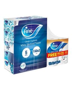 2 Ply Sterilized Facial Tissue With Toilet Roll Pack Of 5 White