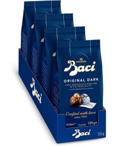 Baci Original Dark Chocolate Truffles with Hazelnuts - 4.4oz Bags, Pack of 4