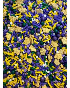 Mardi Gras King Cake Desert Cupcake Cake Decoration Confetti Sprinkles Cake Cookie IceCream Donut Jimmies Quins - 4oz (Royal Baby)