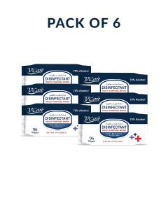 Disinfectant Multi-Purpose Anti Bacterial Wipes - 96'S / Kills 99.9% Of Germs / Cleans And Protects Surfaces / (Pack Of 6)