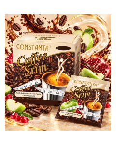 Constanta Coffee Srim Instant Sugar Free Coffee with Collagen & Natural Fruit Extracts – 12 Sachets Box