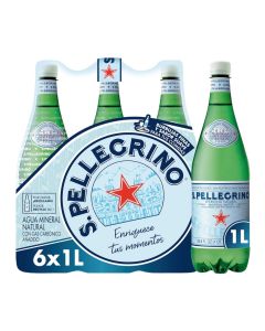San Pellegrino Sparkling Natural Carbonated Mineral Water, 1 Litre (Pack of 6)