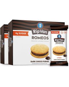 Rip Van Romeos Dark Chocolate Fudge Cookies - Low Sugar Keto Snack - 18 Individually Wrapped Packs