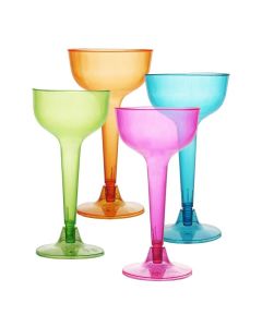 Party Essentials Two Piece 4-Ounce Plastic Champagne Flutes/Dessert Cups, Assorted Neon, 40 Count