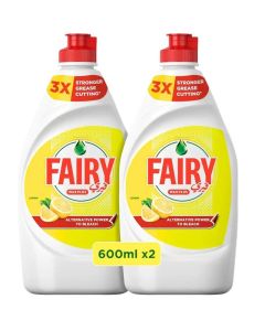 Fairy Max Plus Lemon Fragranced Dishwashing Liquid, ALternative To Bleach- 2X600ml