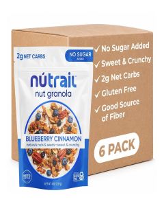 NuTrail Nut Granola, Blueberry Cinnamon, No Sugar Added, Gluten Free, Grain Free, Keto, Low Carb, Healthy Breakfast Cereal 8 oz. 6 Count