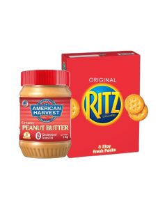 American Harvest Creamy Peanut Butter Jar, 1 Kg & Oven Baked Crackers 297.0grams Bundle