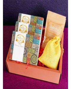 Ghasitaram Gifts Jaiccha Lohri Sweets Gachak hampers Lohri Hamper Box of Til Laddoo, Khajoor, Gachak, Revadi Pouch and namkeen