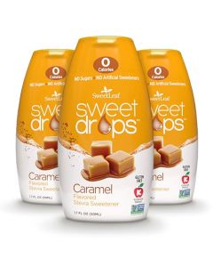 SweetLeaf Sweet Drops Flavored Stevia Liquid Sweetener Stevia Extract Zero Calories Gluten Free Keto Friendly Non GMO Natural Flavors Sugar Alternative Caramel 17 Fl Oz Pack of 3