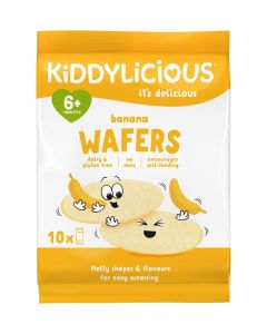 Kiddylicious Banana Wafers / Gluten & Dairy Free Kids Snack / Suitable for 6+ Months / Maxi-Pack / 10x4g