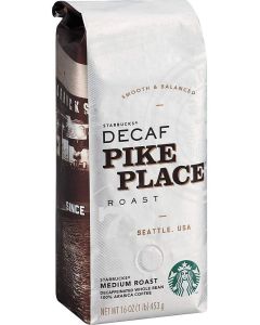 Starbucks Pike Place Decaf Whole Bean Coffee - 16 oz (1 lb) Medium Roast