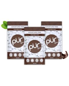 PUR Gum Aspartame Free Chewing Gum 100 Xylitol Natural Chocolate Mint Flavored Gum 55 Pieces Pack of 3