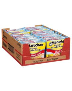 Maruchan Ramen Noodle Soup Less Sodium Beef Flavor JapaneseStyle Instant Noodles Quick Easy Meal for Students Busy Families 3 Oz 24 Pack