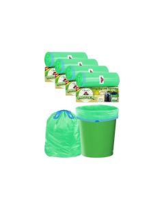 Shalimar Premium OXO Biodegradable Drawstring Garbage Bag, 120 Bags, 43x50 cm, Green, Heavy Duty Leak Proof Lavender Scented Trash Bags for Home and Office Use