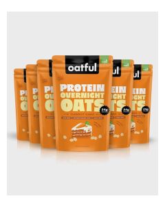 Oatful Overnight Oats – Vegan Carrot Cake 6 Single-Serve Pouches Total 510g / 20g Protein per Serving, Gluten Free, Sugar Free Healthy Breakfast or Snack