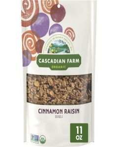 Cascadian Farm Organic Granola, Cinnamon Raisin Cereal, Resealable Pouch, 11 oz.