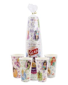 Glad for Kids Disney Princess Disposable Paper Cups, Floral Frames - Heavy Duty, Soak Proof, Kid-Friendly Paper Cups for Drinking and Everyday Use, 9 Ounce, 24 Count