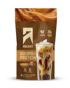 Ascent Carame Iced Coffee Protein Powder, High Protein Coffee, 15 Servings