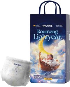 Yacool Pull-Up Baby Diaper Pants, Size L (14kg+), 50 Count – Ultra Soft, Hypoallergenic, Leak-Proof & Super Absorbent