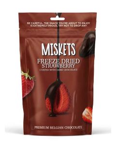 Miskets Belgian Dark Chocolate Coated Freeze Dried Strawberry, 80 gr
