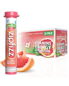 Zipfizz Daily Energy Drink Powder Pink Grapefruit 20 Pack 3in1 Sustained Energy Rapid Hydration and Essential Vitamins SugarFree Electrolyte Powder Contains Vitamin B12 Antioxidants