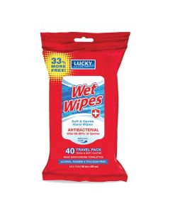 Lucky Super Soft Antibacterial Wet Wipes 40 Count
