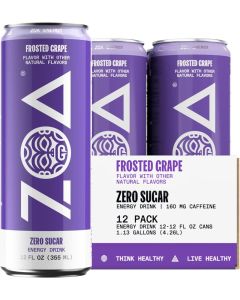 ZOA Zero Sugar Energy Drink - Frosted Grape (12-Pack)