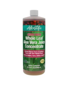 Aloe Life Whole Leaf Aloe Vera Juice Certified Organic GlutenFree Cherry Berry 32 oz