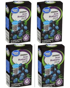 Great Value Energy Acai Blueberry Sugar-Free Drink Mix: 4 box count (40 packets)