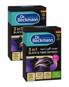 Dr.Beckmann 3 in 1 Black&Fibre refresh Sheets/Restores and protects faded black garments/Smoothens rough fibres/Easy to use/ DIY/Laundry Cleaning Essentials/10 Sheets Bundle Pack of 2