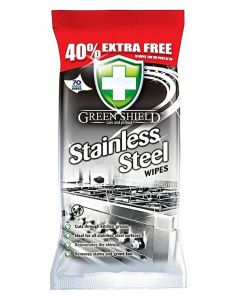 Green Shield Stainless Steel Cleaning Wipes 70 Large Wipes (40% Extra Free) – Cuts Grease, Removes Stains & Grime, Restores Shine, Streak-Free Kitchen Appliance Cleaner for Steel Surfaces
