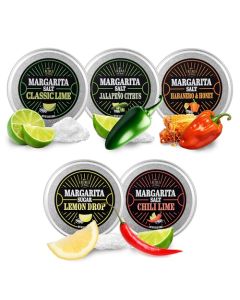 5Pack Premium Margarita Cocktail Flavored Salt Rimmer Variety Set 35oz Chili Lime Lemon Drop Sugar Lime Habanero Honey Jalapeno Citrus No Silicon Dioxide Easy ScrewOn Lid Kiri Sons