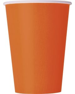 Solid Pumpkin Orange Disposable Paper Cups - 12 oz, Pack of 10 - Ideal for Parties, Picnics, & All Occasions