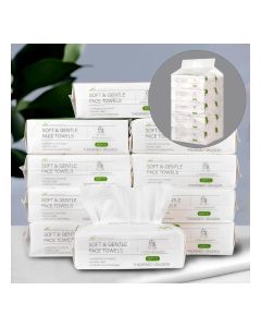 Disposable Face Towels, 10 Packs Family Pack, 60 Sheets Each Pack, Thick Viscose Fiber, Ultra Soft Dry & Wet Use Facial Cleansing Cloths for Home Travel Bathroom