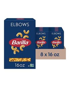 Barilla Elbows Pasta 16 oz Box Pack of 8 NonGMO Made with Durum Wheat Semolina Kosher Certified