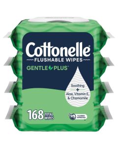 Cottonelle GentlePlus Flushable Wet Wipes with Aloe Vitamin E 4 FlipTop Packs 42 Wipes Per Pack 168 Total Wipes Packaging May Vary
