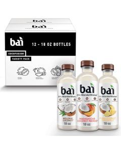 Bai Coconut Variety Pack Antioxidant Infused Water Beverage with Vitamin C and No Artificial Sweeteners 18 fl oz bottles 12 pack