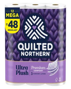 Quilted Northern Ultra Plush Toilet Paper, 12 Mega Rolls = 48 Regular Rolls