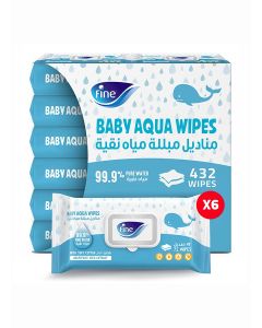 Aqua Wipes 99.9% Pure Water 6 x 72 Wipes