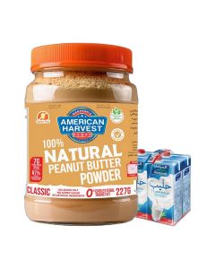 All Natural Peanut Butter Powder & Long Life Milk Low Fat Plain 1Liters Pack of 4 Bundle