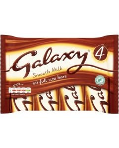 Galaxy Smooth Milk Chocolate Bars - Sharing Pack of 4 Full Size Bars (42g each)