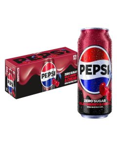 Pepsi Zero Sugar Cola Soda Pop, Wild Cherry & Cream, 12 fl oz Cans (12 Pack), Zero Calories, Zero Sugar