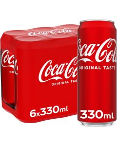 Coca-Cola Original Taste, Carbonated Soft Drink, Can 330ml, Pack of 6