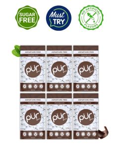 PUR Gum 100% Xylitol Chewing Chocolate Mint, Sugar-Free + Aspartame Free, Vegan + non GMO, 55 Count (Pack of 6)