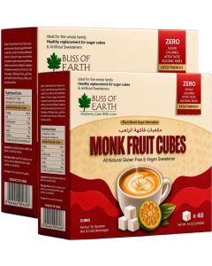 Bliss of Earth Monk Fruit Sweetener Cubes (Pack of 2), Zero Calorie Natural Sugar Substitute, Keto & Diabetic Friendly, Sugar Free Sweetener for Tea Coffee & Baking, Pre-Portioned 216g (48 Cubes)