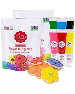 Cookie Decorating Set with Royal Icing Mix and Food Coloring Gel
