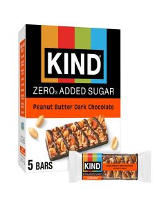 Kind Zero Added Sugar Healthy Snacks Bars, Peanut Butter Dark Chocolate, Gluten Free, High Fiber, Keto Snacks, 5g Protein, 5 Count