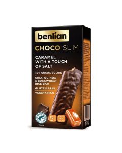 Choco Slim Bars with Caramel & Sea Salt, Chia, Quinoa & Buckwheat, 5x16g